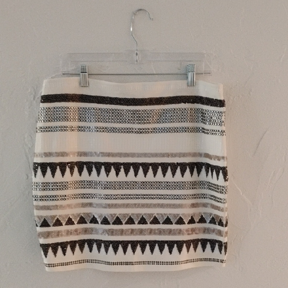 Express Black and White Mini Pencil Skirt